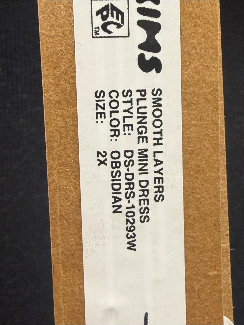SKIMS Smooth Layers Plunge Mini Dress - Obsidian NWT (Black) - Picture 2 of 3
